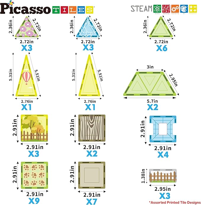 PicassoTiles Magnet Tile Building Blocks Farm Animal Toy Set with 8 Character Action Figures Magnetic Tiles STEM Learning Kit Playset Educational Pretend Play Preschool Toddler Child Kid Age 3+ PTQ17