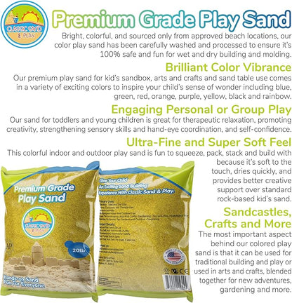 Classic Sand and Play Yellow Colored Play Sand, 20 lb. Bag, Natural and Non-Toxic, Fun Wet and Dry Indoor and Outdoor, Sandbox, Therapy, and Table Use, Building, Stimulate Sensory Needs
