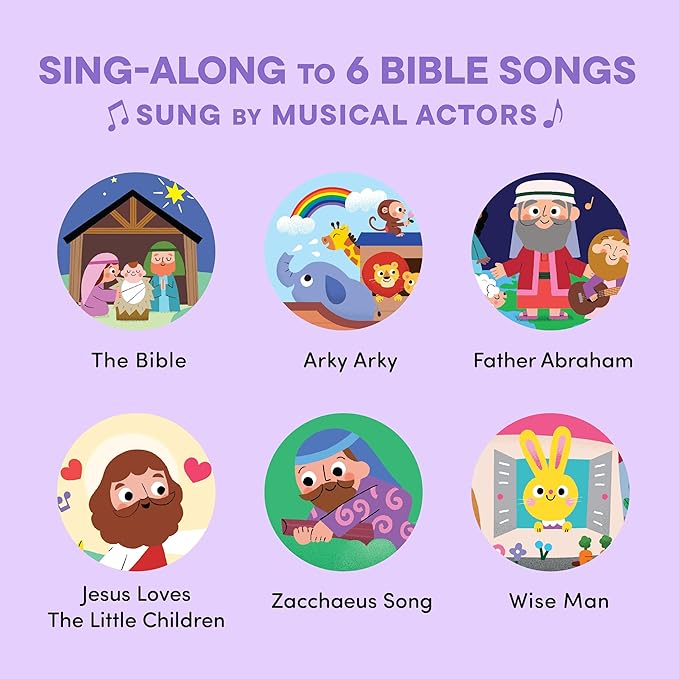 Bible Stories Christian Sound Books for Kids - 6 Bible Songs for Toddlers – Christian Easter Gifts for Kids, Baby Books & Toys for Kids - Easter Basket Essentials, Baptism, Christening Baby Gifts