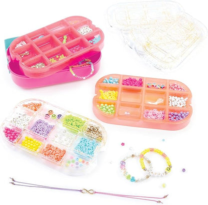 Make It Real: Beads 2-Go! DIY Jewelry Set - 1381pc, Bento Style Travel Case, 1370 Beads, Design & Create Personalized Jewelry, Girls & Kids Ages 8+