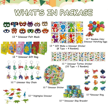 158PCS Dinosaur Party Favors 10 Types Dinosaur Birthday Party Supplies for 12 Kids Dinosaur Goodie Bags for Kids Birthday Dinosaur Gifts Bags Fillers Dinosaur Themed Party Toys