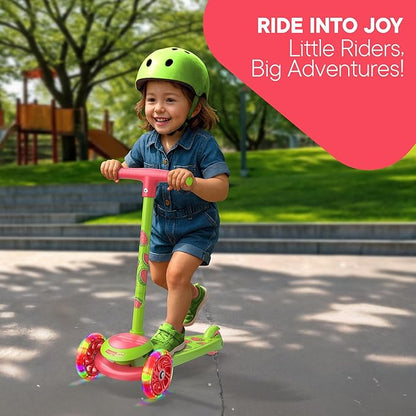 3 Wheel Scooter for Kids, Smooth Light Up LED Front Wheels, Wide Anti Slip Deck, Rear Foot Brake, Easy Lean to Steer Maneuvering, Indoor & Outdoor Ride On Toys for Ages 2 Up,