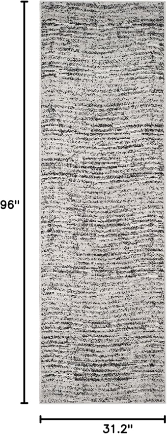 SAFAVIEH Adirondack Collection Runner Rug - 2'6" x 8', Black & Silver, Modern Abstract Design, Non-Shedding & Easy Care, Ideal for High Traffic Areas in Living Room, Bedroom (ADR117A)