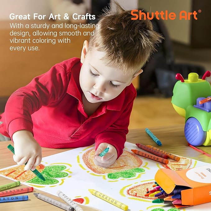 Shuttle Art Crayons Bulk Set - 40 Boxes of 24 Assorted Colors, 960 Count Durable & Non-Toxic Teacher-Quality Crayons, School Supplies bulk in Crayons For Family Class Party Favors