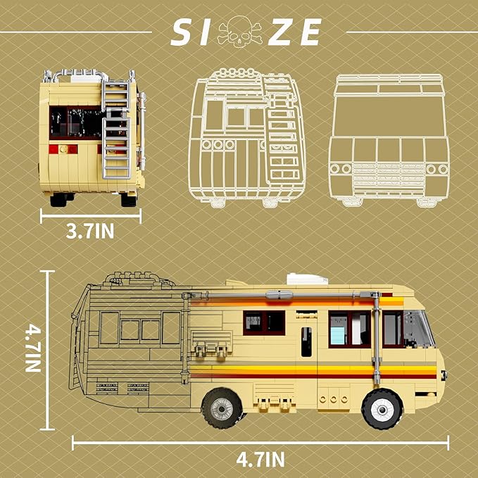 Breaking Merchandise Bad Car Building Blocks,Creative Breaking RV Model Bad Camper Van Building Bricks Kit for Gifts, Educational DIY Building Set for Teens & Adults (746PCS)