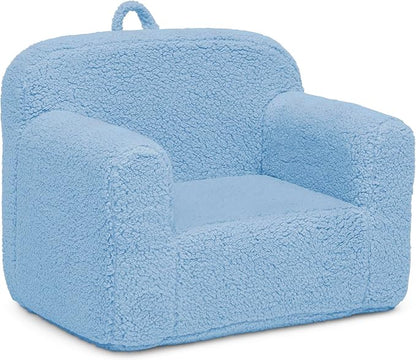 Delta Children Sherpa Cozee Chair - Foam Kids Chair for Ages 18 Months and Up, Powder Blue