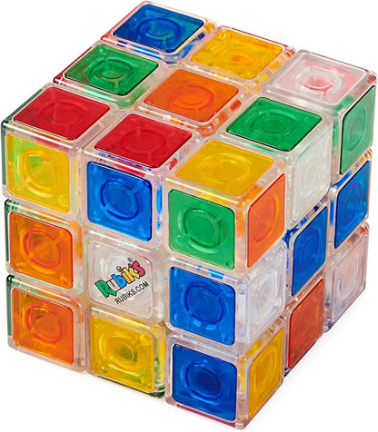Rubik’s Cube, Crystal Cube, Transparent 3x3 Cube Color-Matching Puzzle Game, Twisting Fidget Toy, Challenging Brain Teaser & Sensory Puzzle for Adults, Teens, & Kids, for Ages 8 & Up