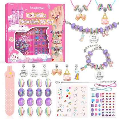 Kids Toys Bracelet Making Kit, Kid Make Up Kits for Kid Age 4-12 Jewelry Beads Toy Set, Preschool Toddler Girls Makeup Charms Set, Arts and Crafts for 4 5 6 7 8 9 10 11 12 Years Old Girl Birthday Gift