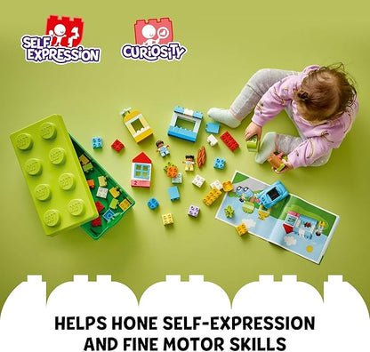 LEGO DUPLO Classic Brick Box Building Set - Features Storage Organizer, Toy Car, Number Bricks, Build, Learn, and Play, Great Gift Playset for Toddlers, Boys, and Girls Ages 18+ Months, 10913