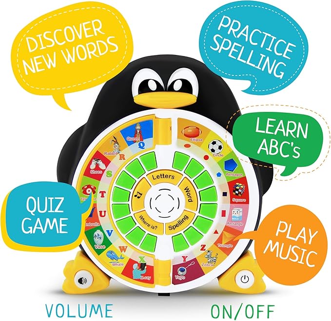 Penguin Power ABC Learning & Educational Toys for Preschoolers - Preschool Learning Activities Toys to Learn ABCs, Words, Spelling, Shapes, Quiz & Songs - Learning Toys for 3+ Year Olds Boys and Girls
