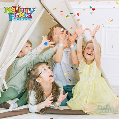 Novelty Place White Slap Bracelets, 25 Pcs DIY Blank Party Wrist Strap Snap Band for Teens & Kids - Classroom Craft Activity Prize Gift Costume