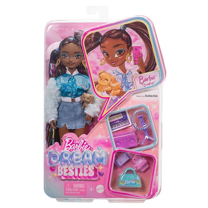 Barbie Dream Besties Doll & Accessories Playset, Brooklyn” Posable Fashion Doll with Long Black Hair, 9 Music-Themed Pieces