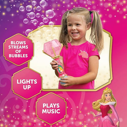 Little Kids Disney Princess Sleeping Beauty Aurora Light and Sound Musical Bubble Wand, Includes Bubble Solution