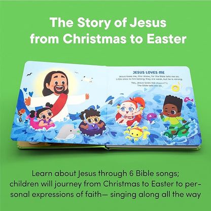 Jesus Loves Me Christian Sound Books for Kids - 6 Bible Songs for Toddlers – Christian Easter Gifts for Kids, Baby Books & Toys for Kids - Easter Basket Essentials, Baptism, Christening Baby Gifts