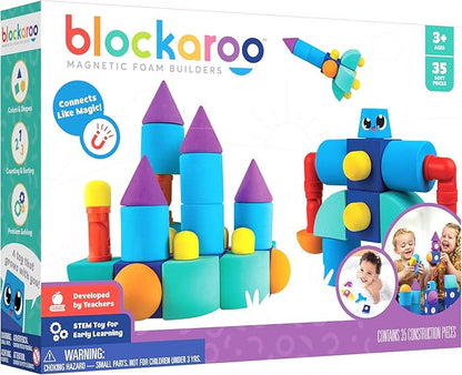 Magnetic Foam Blocks – STEM Preschool Toys for Children, Toddlers, Boys and Girls, The Ultimate Bath Toy – Castle Set, Bath Building Blocks, Engineering Toys for Kids 3-6