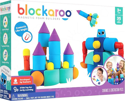 Magnetic Foam Blocks – STEM Preschool Toys for Children, Toddlers, Boys and Girls, The Ultimate Bath Toy – Castle Set, Bath Building Blocks, Engineering Toys for Kids 3-6