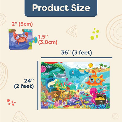 B. Toys – Floor Puzzle – 48-Piece Underwater Puzzle – Large 2 x 3 Feet Jigsaw Puzzle for Kids – Sea Animals, Submarine, Treasures – 3 Years + – Gigantic Jigsaw - Under The Sea