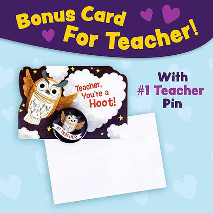 Peaceable Kingdom Valentines Cards for Kids Classroom, Set of 28 Valentines Day Gifts - Animal Pins