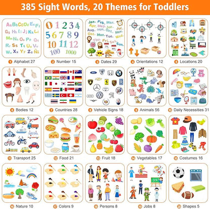 Bilingual English & Spanish Flash Cards for Toddlers, Audible Toys Learning Spanish for Kids Adults, Speech Therapy Toys, Educational Learning Talking Flash Cards 385 Sight Words-Pink