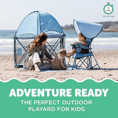 Baby Delight Go with Me Eclipse Deluxe Portable Playard | Playpen | Sun Canopy | Indoor and Outdoor | Ultra Padded Nylon Floor | Blue Wave