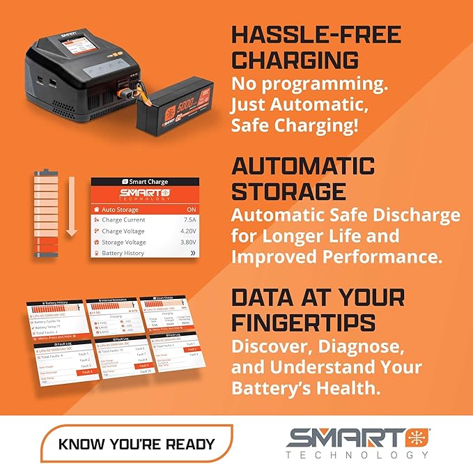 Spektrum 7.4V 810mAh 2S Smart G2 50C LiPo: IC2, SPMX812SH2