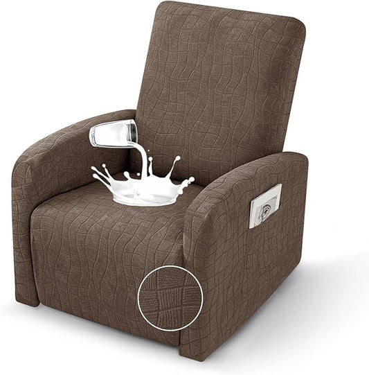 MAXIJIN Waterproof Small Recliner Chair Covers 3 Pieces Recliner Cover That Stay in Place, Lazy Boy Recliner Slipcovers with Pockets Reclining Protector for Pet (Small Recliner, Light Coffee)