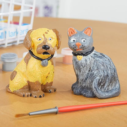 Melissa & Doug Created by Me! Pet Figurines Craft Kit (Resin Dog and Cat, 6 Paints, Paintbrush)