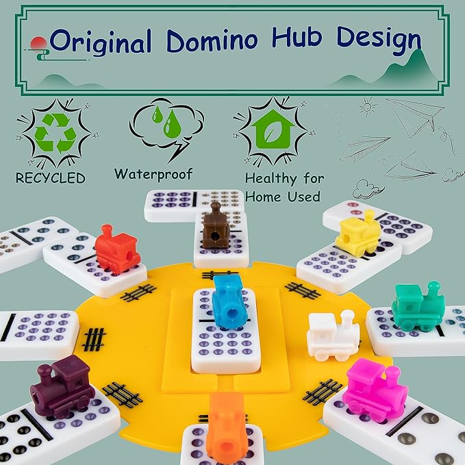 Dominoes Set for Adult, Double 15 Dominoes Set Double 15 Colored Dot Mexican Train Domino Set,Dominoes with Aluminum Case, 136 Tiles (2-10 Player)