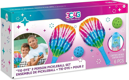 3C4G: Tie Dye 2 Person Pickleball Set - Play Pickleball Anywhere Your Heart Desires, Drawstring Dag Included, Make It Real, Three Cheers For Girls, Tween & Girls, Kids Ages 8+