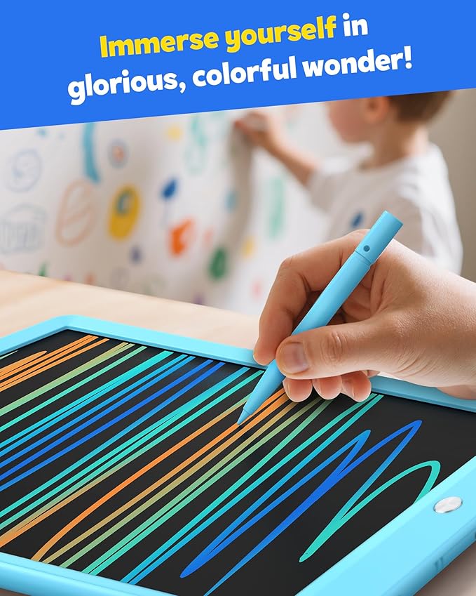 TEKFUN LCD Writing Tablet for Kids, 10-inch Coloring Drawing Pad, Mess Free Doodle Board, Christmas Gifts for Boys and Toddlers, Toys for 3 4 5 6 7 8 Year Old Girls(Blue) (Pack of 2)