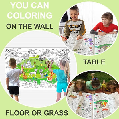 ALEX Art, Jumbo Coloring Poster - Cute Cats and Dogs Giant Coloring Posters for Kids - Large Coloring Poster for Wall or Table - Fun Big Coloring Sheets - Huge Size 38.5”x26.7”