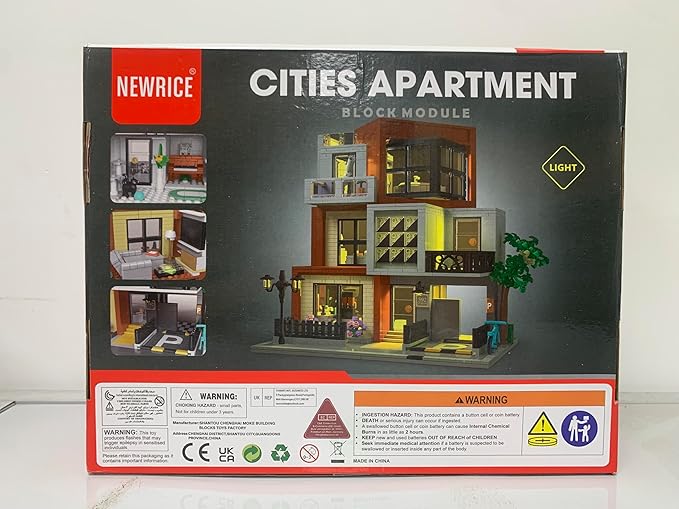 Modern Villas Architecture Building Kit with LED Lights,3 Levels Villas Apartment Building Blocks Toy,for 12+Year Teen,Adul（1399 Pieces）