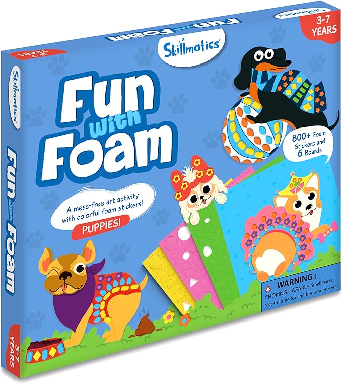 Skillmatics Art Activity - Fun with Foam Puppies, No Mess Felt Sticker Art for Kids, DIY Craft Kits, Gifts for Boys & Girls Ages 3, 4, 5, 6, 7, Travel Toys