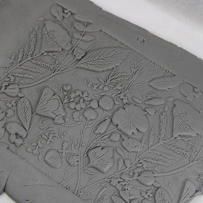 Midnight Wildflower Tangle Clay Texture Roller (4") - Seamless Meadow Set #01 - Embossing Pattern Roller for Polymer & Ceramic Clay, Pottery & Crafts