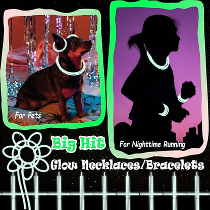 100 pk 8" White Glow Sticks Bulk Party Favors, Light up Glow Necklaces & Bracelets in the Dark Party Supplies For Christmas Halloween 4th of July Birthday Neon Party (100 * White)