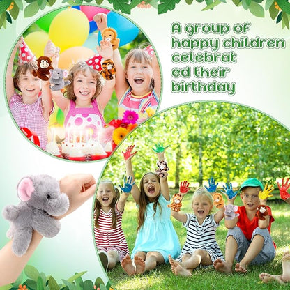 6 Pack Stuffed Animal Slap Bracelets Plush Animal Snap Bracelets Cute Wrist Slap Band Toy Wrist Animals Wrist Pets Slap Bracelet Wrist Toy for Kids Boys Girls Birthday Gifts Party Favors