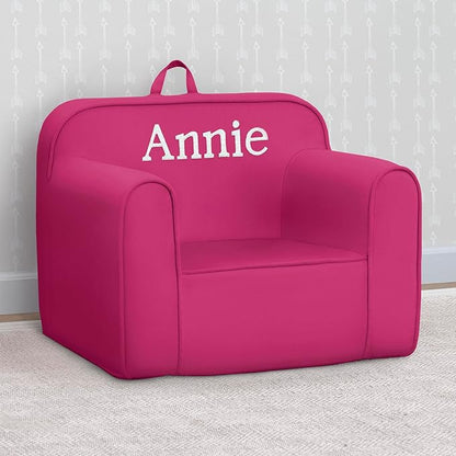 Delta Children Personalized Cozee Chair - Customize with Name – Foam Kids Chair for Ages 18 Months and Up, Hot Pink