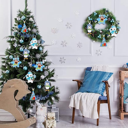 Civaner Christmas Crafts for Kids, Christmas Arts and Crafts DIY Christmas Tree Ornament Kit Make Your Own Christmas Craft Projects for Kids Ages 6-8 8-12, 4 Styles (32 Sets)