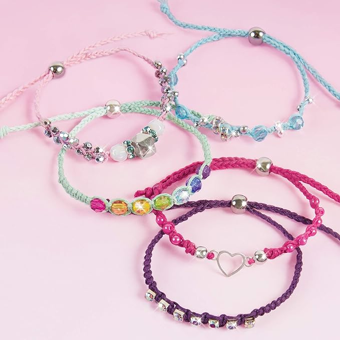 Make It Real: Rainbow Bling Bracelets Kit - Create 5 Unique Cord Charm Bracelets, 82 Pieces, Includes Play Tray, All-In-One, DIY Kit, Tweens & Girls, Arts & Crafts, Kids Ages 8+