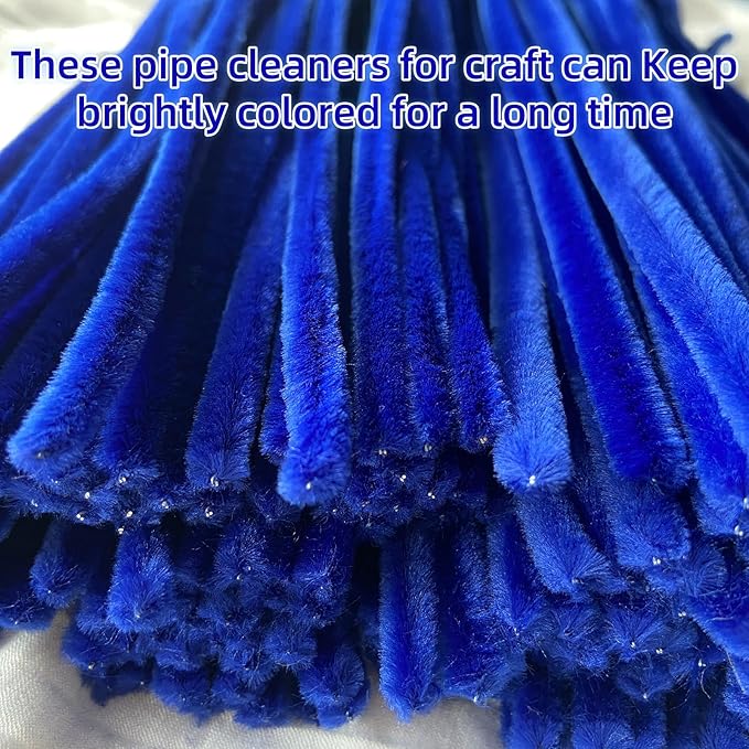 Qirimoi Blue Pipe Cleaners Craft Pipe Cleaners Bulk Pipecleaners Crafts Supplies，200Pcs Blue
