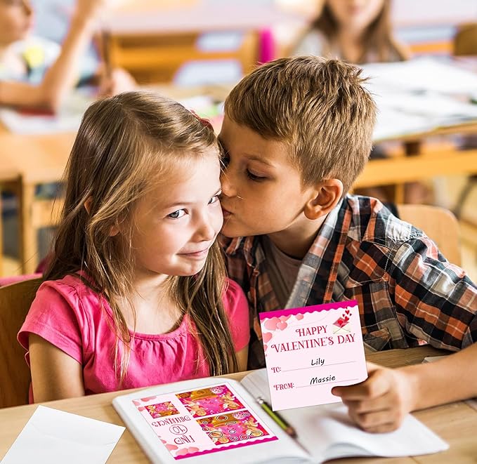FaCraft Valentines Day Cards for Kids Classroom School,30PCS Find 10 Difference Valentines Day Gifts Cards with Envelopes Valentines Exchange Cards Valentine Party Favor Gifts for Kids Boys Girls