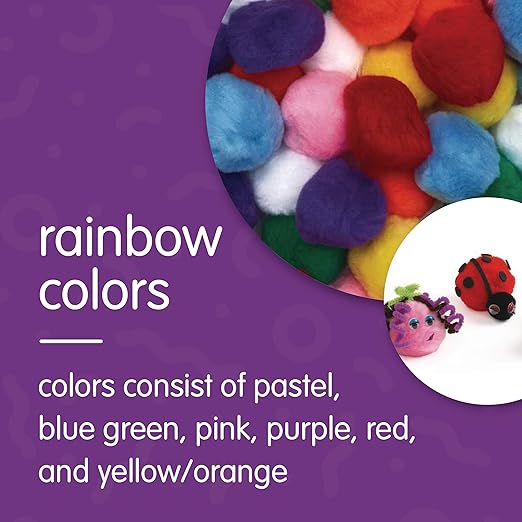 Colorations Super Fluffy Soft Acrylic Jumbo Pom Poms, Set of 50, 2 inches, Resealable Bag, for Kids, Arts & Crafts, DIY Crafts, Hobby Supplies, Creative Craft DIY Material, Quality