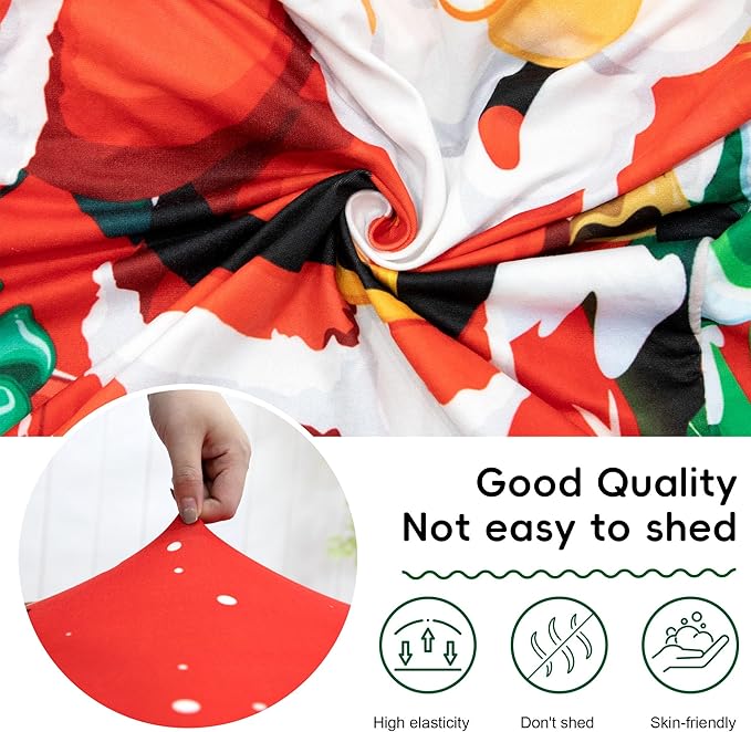 Recliner Chair Covers Christmas Recliner Slipcover Furniture Protector for Recliner with Elastic Bottom 4 -Pieces Stretch Lazy-Boy Recliner Slipcover with Side Pocket Anti-Slip (Christmas Red)