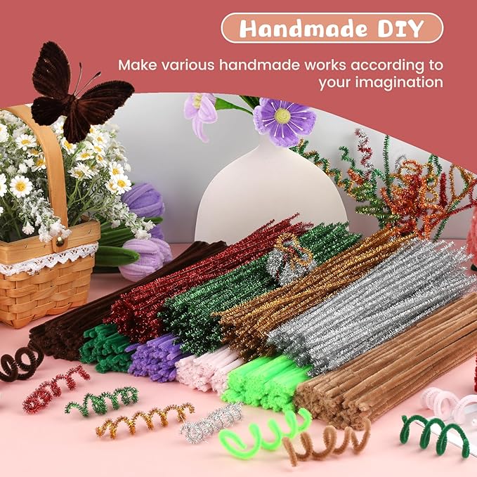 ZXIIXZ 100 Pcs Pipe Cleaners, Creative Chenille Stems Crafting Pipe Cleaners Bulk Craft Supplies for Festivals Flowers Art DIY Home Decorations/Dark Brown