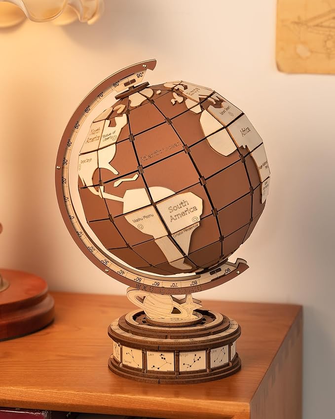3D Puzzles Globe for Adults-Global Wonders, 3D Wooden Puzzles Model Building Creation Set for Adults, Home Decor/Creative Gifts/DIY Crafts for Teens (277PCS)
