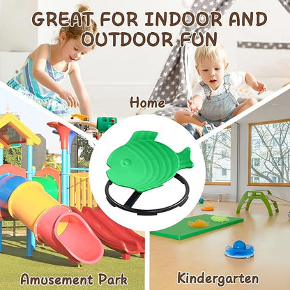 Sit and Spin Spinning Activity Toys for Toddlers with Arm Rest and Swivel, Wobble Chair - Sensory Spinning Seat for Kids, Training Body Coordination, Green