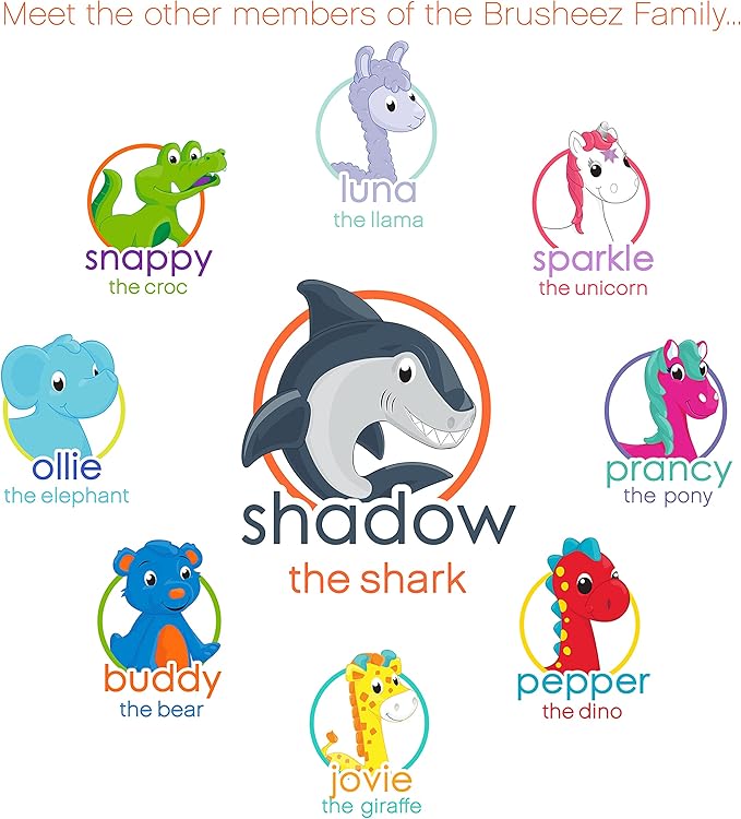 Brusheez Electronic Toothbrush Replacement Brush Heads 2 Pack (Shadow The Shark)