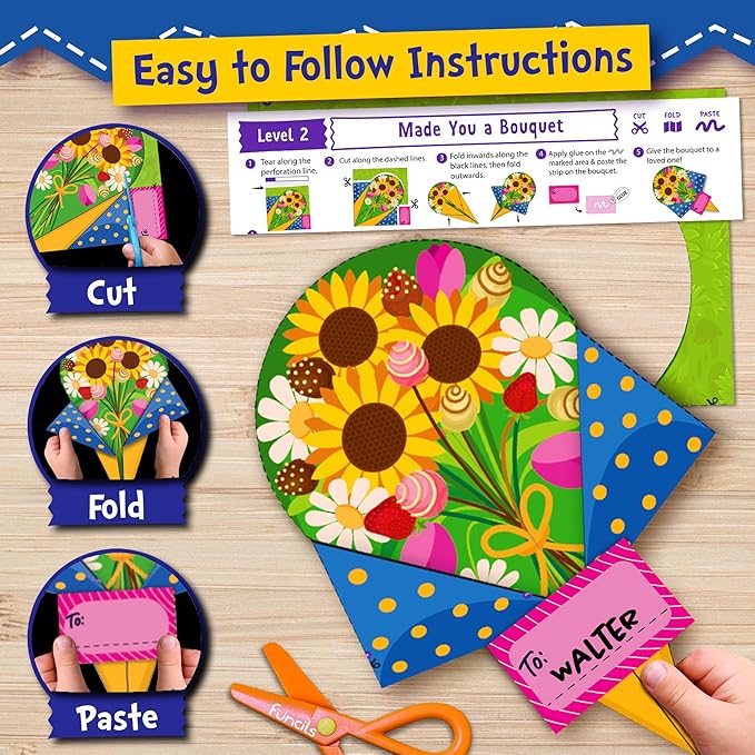 Funcils Toddler Scissors Skills for Kids with Air Clay - 2 Preschool Safety Scissors, Fine Motor Toys for Kids, Cutting & Learning Crafts Activities, Art Supplies Gifts for Boys & Girls Ages 3 4 5 6 7