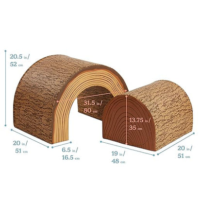 ECR4Kids SoftZone Tree Tunnel and Climber, Toddler Playset, Chocolate, 2-Piece