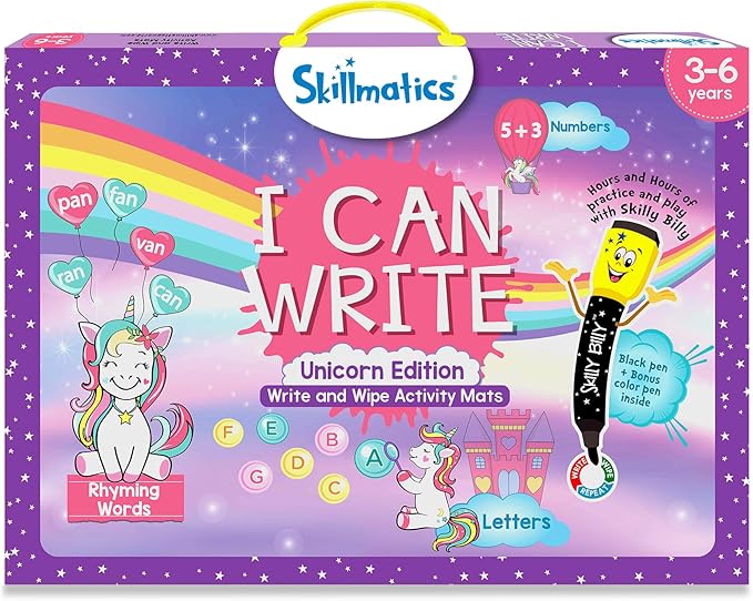 Skillmatics Educational Toy - I Can Write Unicorns, Preschool & Kindergarten Learning Activity for Kids, Toddlers, Supplies for Classroom, Gifts for Girls & Boys Ages 3, 4, 5, 6